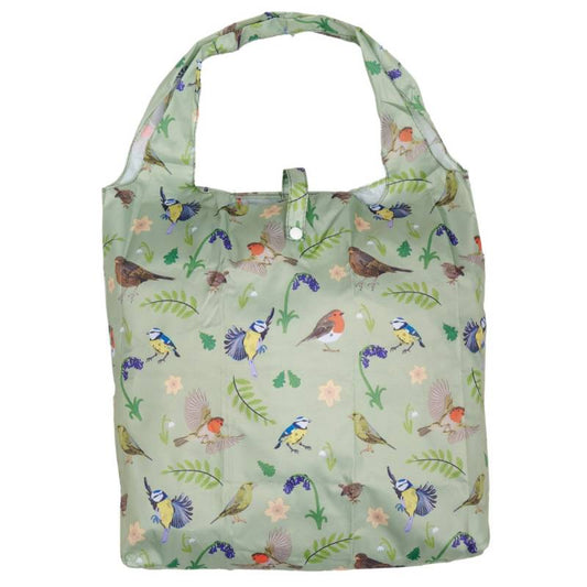 Eco Chic Lightweight Foldable Reusable Shopping Bag (RSPB Birds Green)