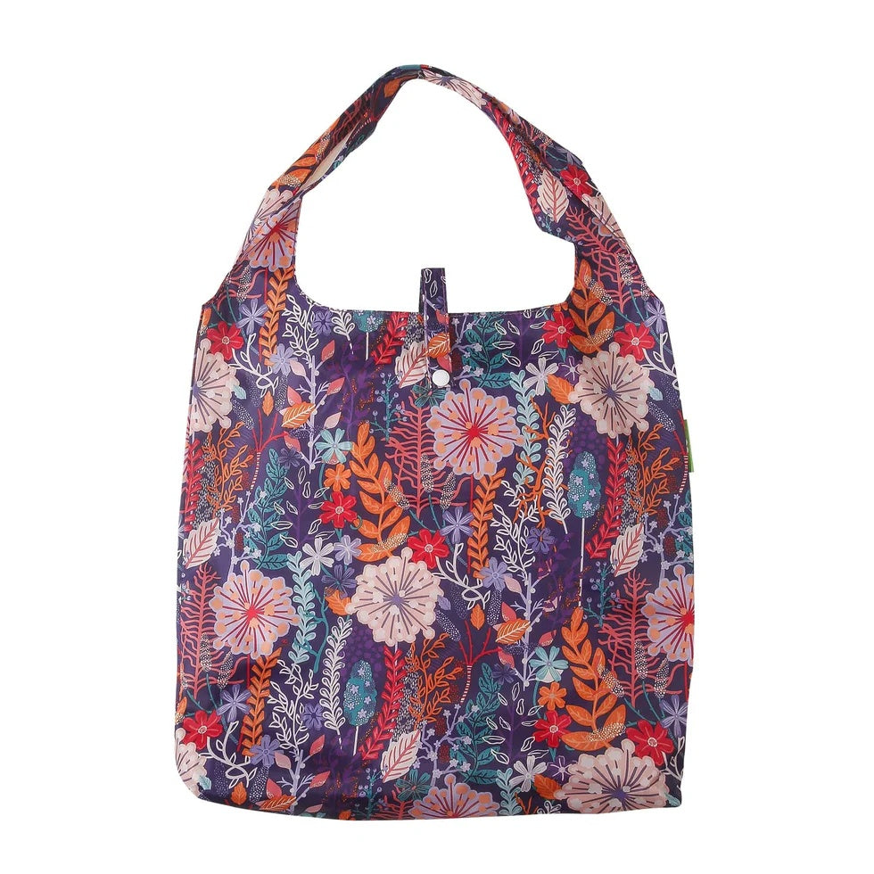 Eco Chic Foldable Reusable Shopping Bag Lush Floral Purple (EC-A82PP)