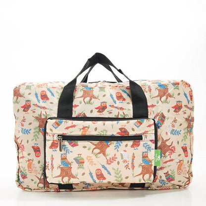 Eco Chic Lightweight Foldable Holdall Owl (Beige)