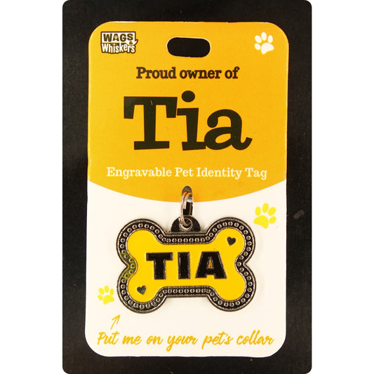 DESIRABLE GIFTS TIA PERSONALISED WAGS & WHISKERS DOG PET TAG NAMES CAN NOT BE CHANGED