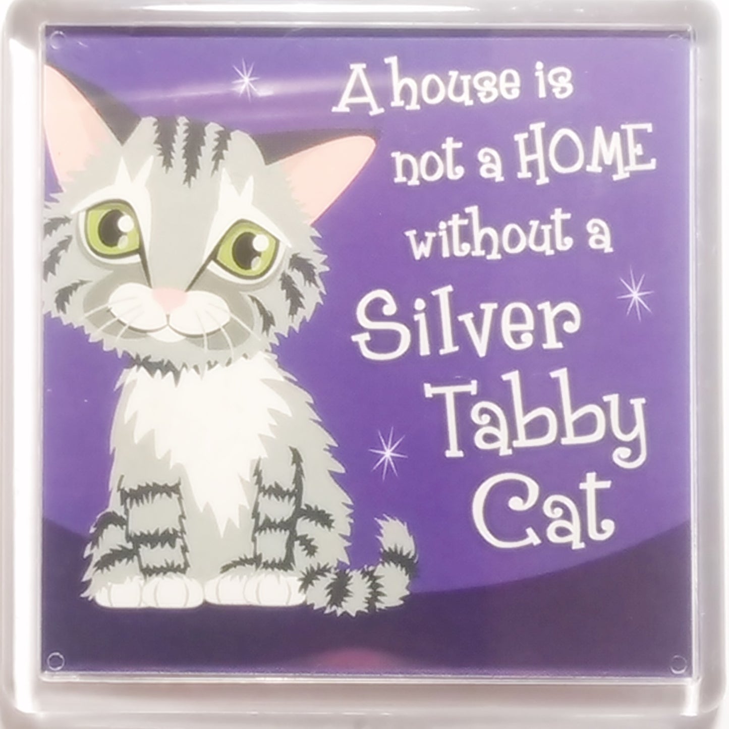 Wags & Whiskers Cat Magnet "Silver Tabby (home)" by Paper Island