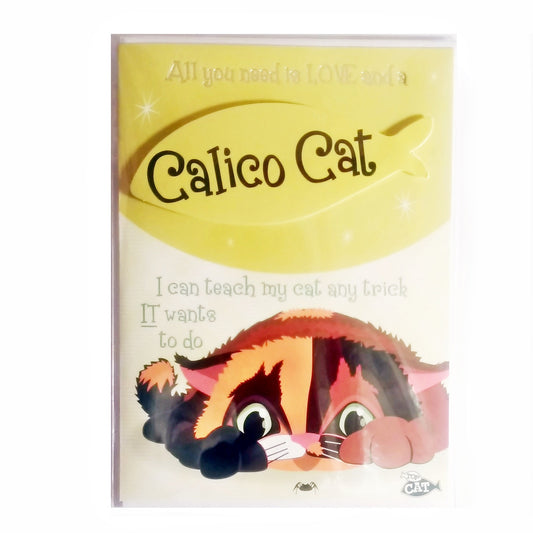 Wags & Whiskers Cat Greeting Card "Calico Wags & Whiskers Cat Playful pouncing" by Paper Island