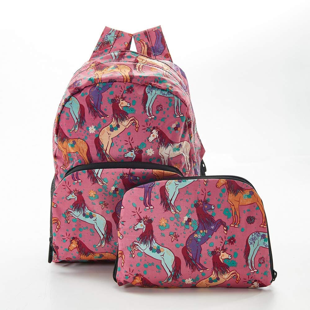 Mini Backpack / Rucksack by Eco Chic - Unicorn Print - Pink