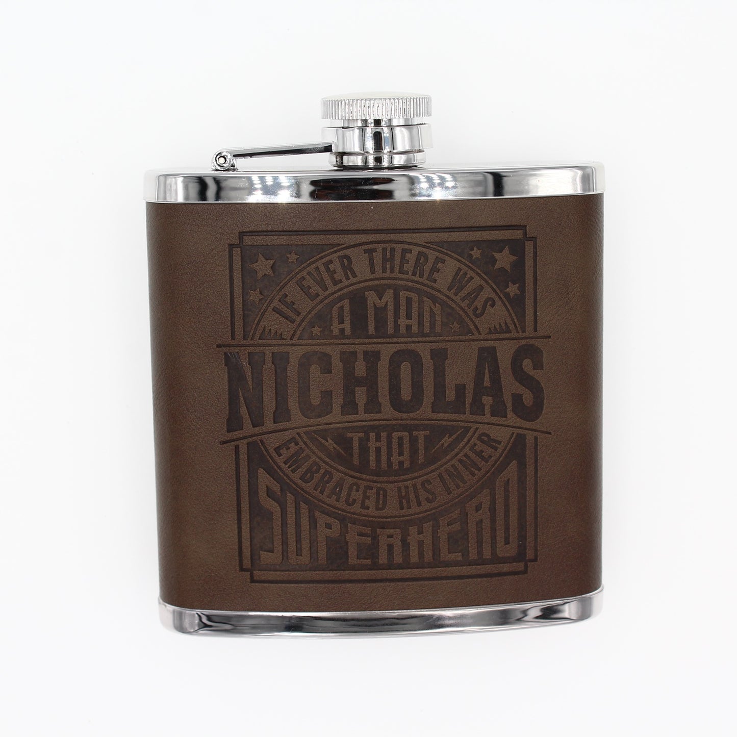 Top Bloke Mens Gift Hip Flask for Him -  Treat for "Nicholas"