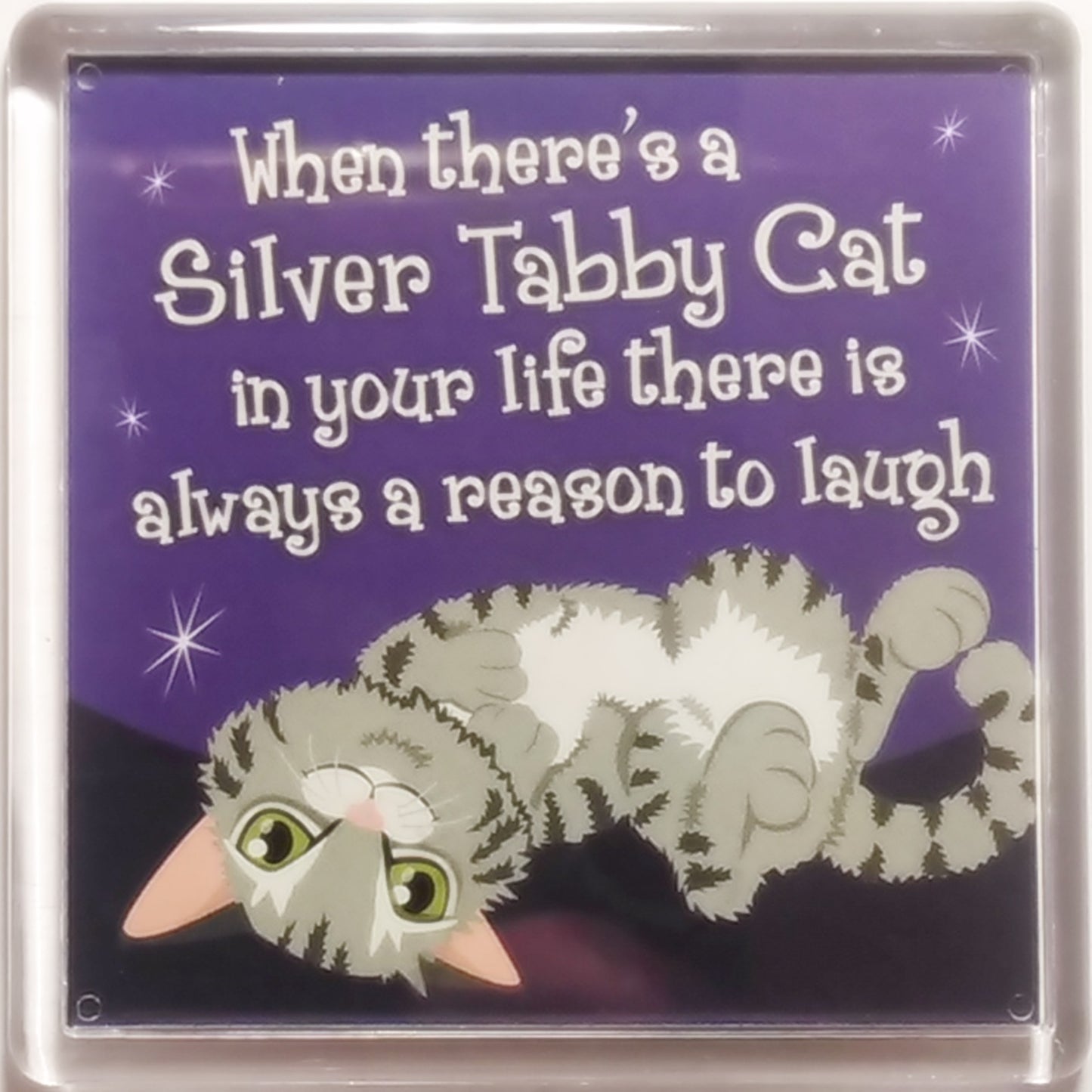 Wags & Whiskers Dog Magnet "Silver Tabby Wags & Whiskers Cat (life)" by Paper Island