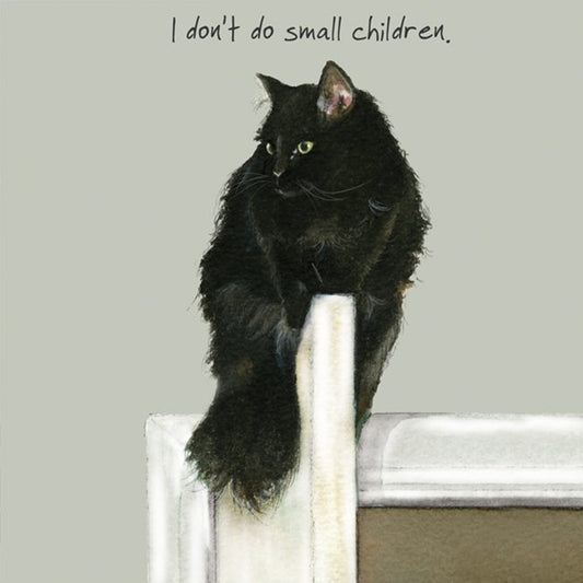 Black Cat Greeting Card – Small Children by the little dog laughed