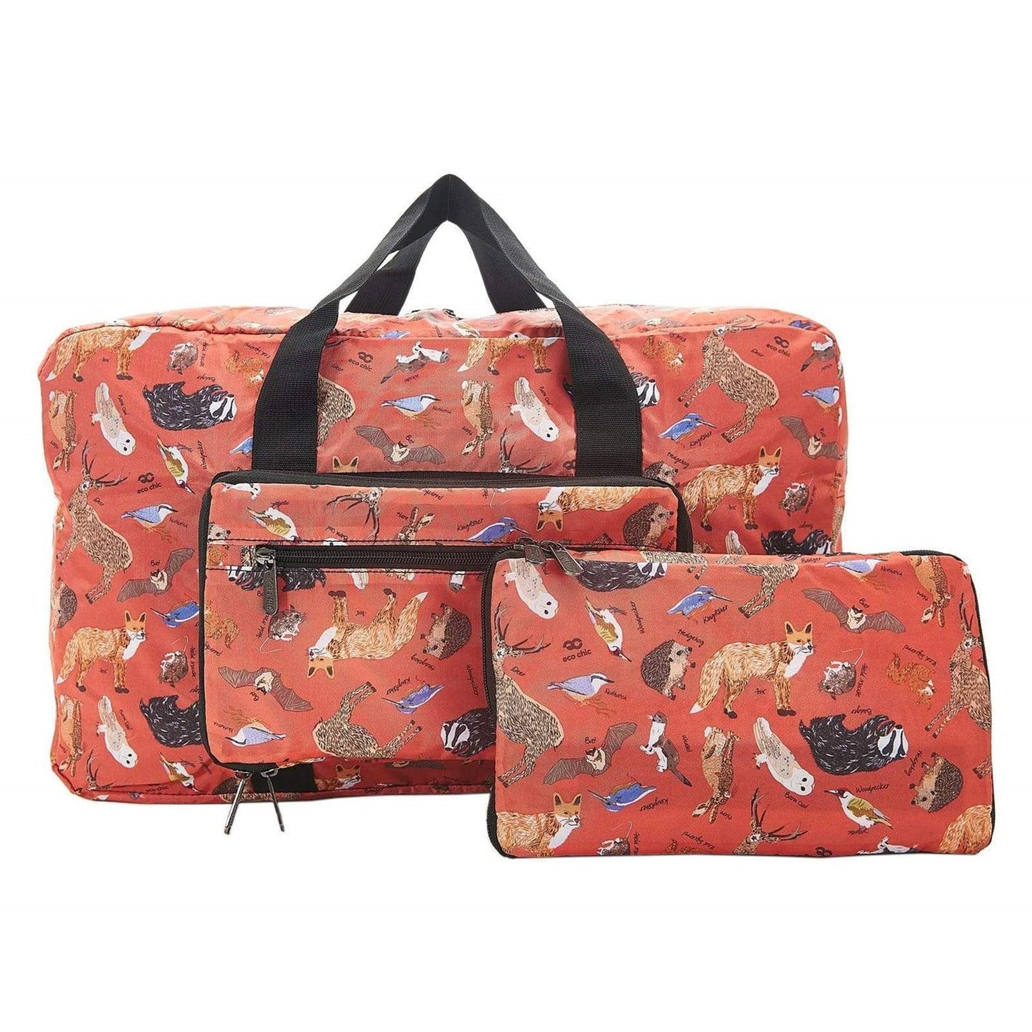 Eco Chic Lightweight Foldable Holdall Woodland (Red)