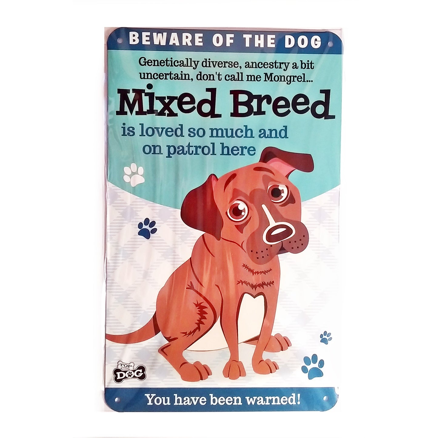 Wags & Whiskers  Dog Sign/Plaque "Mixed Breed" - Tin Plaque