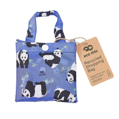New Eco Chic 100% Recycled Foldable Panda Print Reusable Shopper Bag [EC-A43BU]