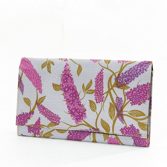Travel Document Wallet by Eco Chic Waterproof & Durable Fabric Buddleia Design - Grey