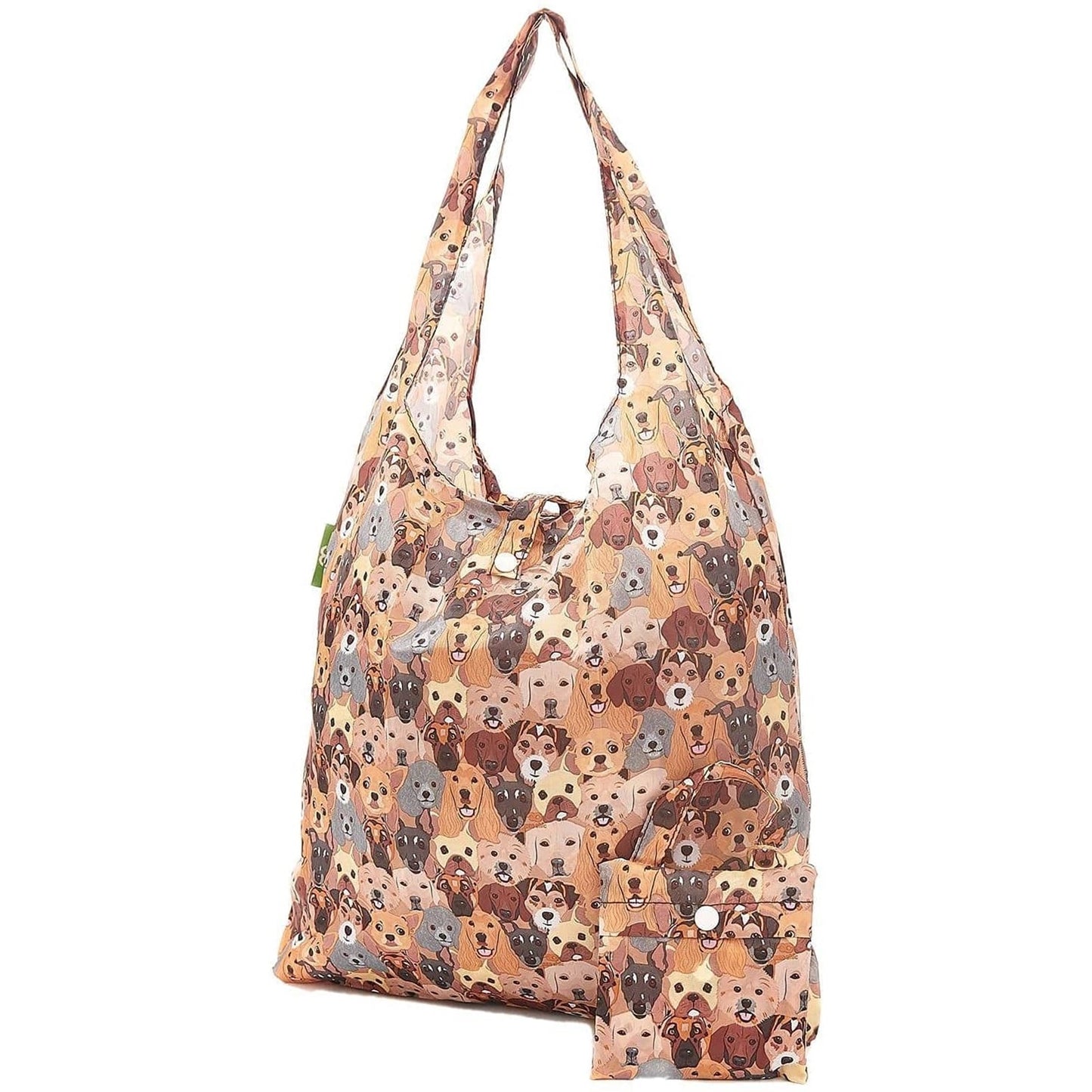 Eco Chic Lightweight Foldable Reusable Shopping Bag (Dogs Beige)