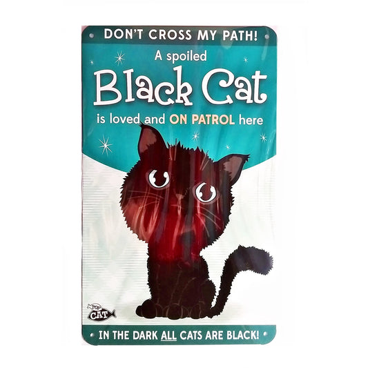 Wags & Whiskers  Cat Sign/Plaque "Black Cat (cross)"  - Tin Plaque