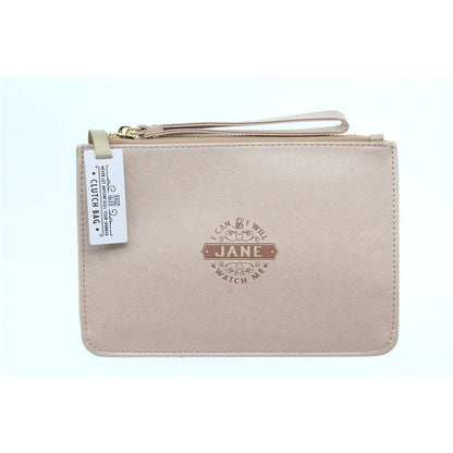 Clutch Bag With Handle & Embossed Text "Jane"