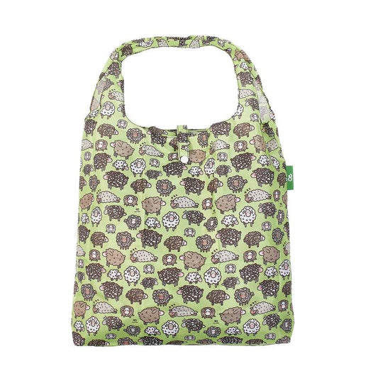 New Eco Chic 100% Recycled Foldable Cute Sheep Print Reusable Shopper Bag [EC-A44GN]