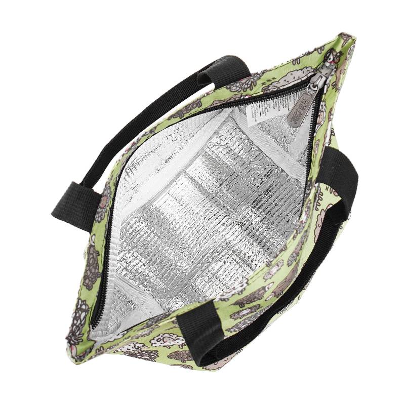 Eco Chic Lightweight Foldable Lunch Bag (Green Cute Sheep) [EC-C42GN]