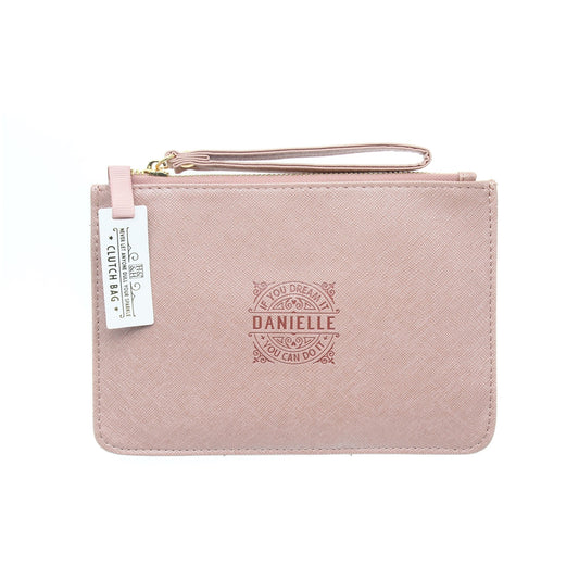 Clutch Bag With Handle & Embossed Text "Danielle"