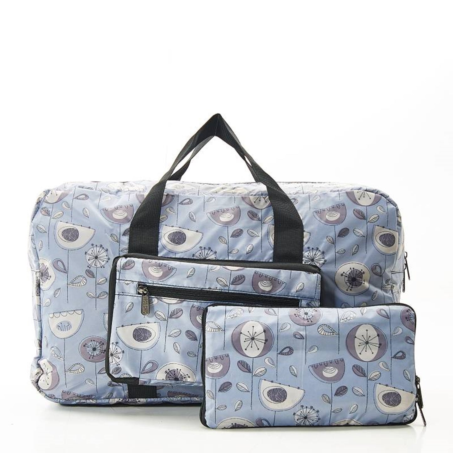Eco Chic Lightweight Foldable Holdall 1950s Flower (Grey)