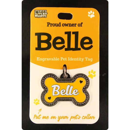 DESIRABLE GIFTS BELLE PERSONALISED WAGS & WHISKERS DOG PET TAG NAMES CAN NOT BE CHANGED