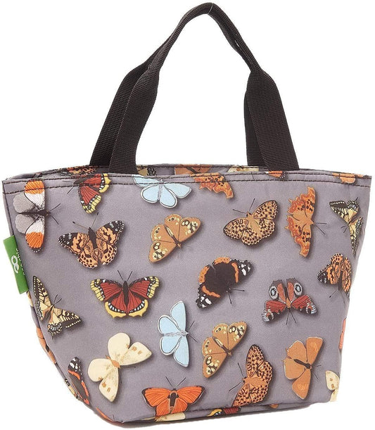 Eco Chic Lightweight Foldable Lunch Bag (Wild Butterflies Grey)
