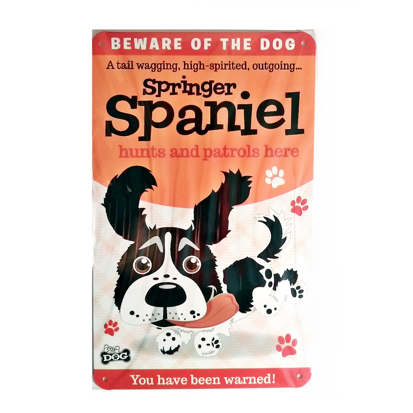 Paper Island - Dog Sign/Plaque "Springer Spaniel (Black & White)" - Tin Plaque