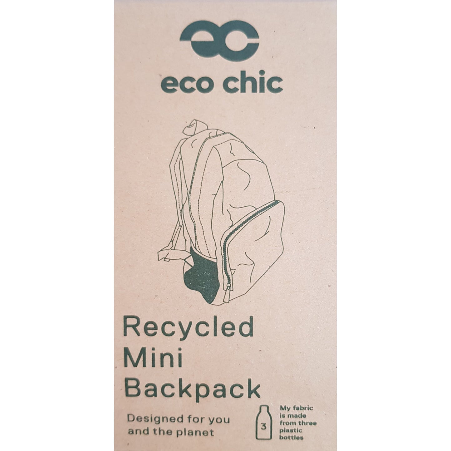 Eco Chic 100% Recycled Foldabe Owl Print Mini Backpack
