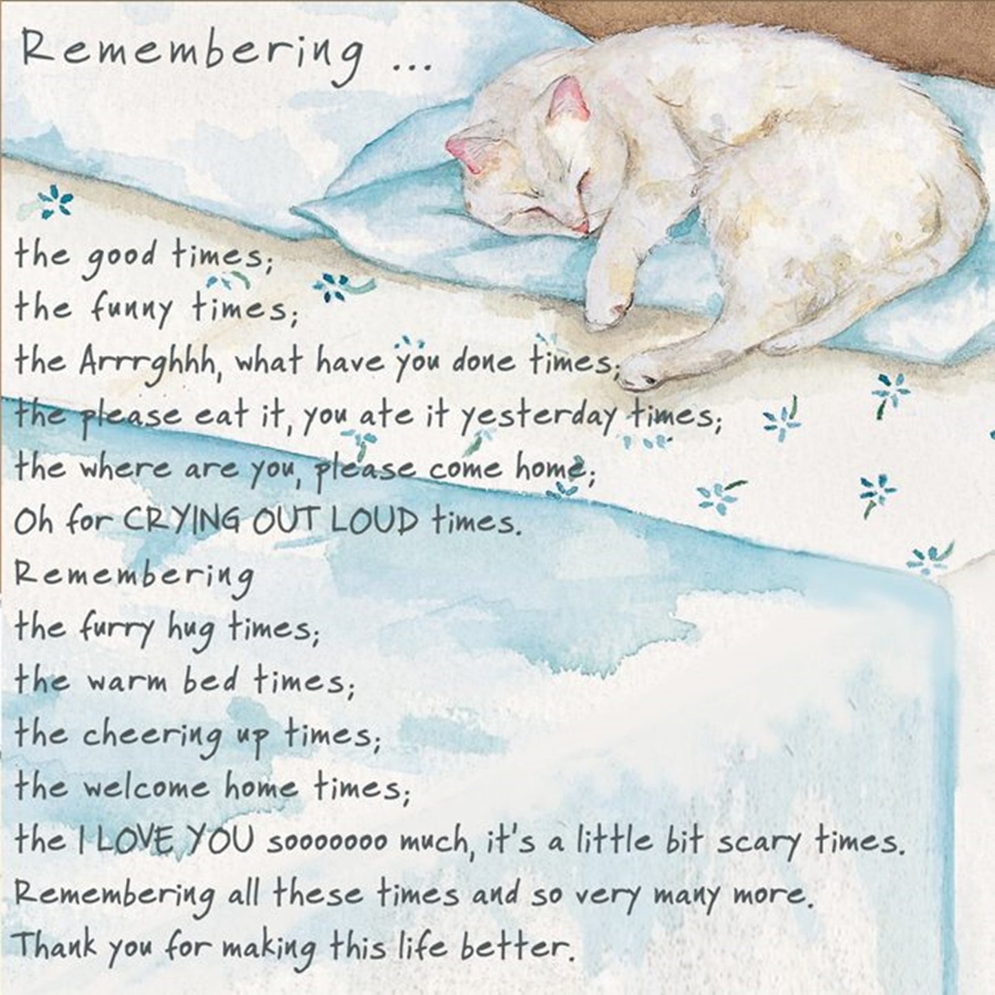 Cat Condolence greeting card - Remember Cat.