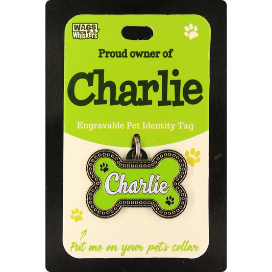 DESIRABLE GIFTS CHARLIE PERSONALISED WAGS & WHISKERS DOG PET TAG NAMES CAN NOT BE CHANGED