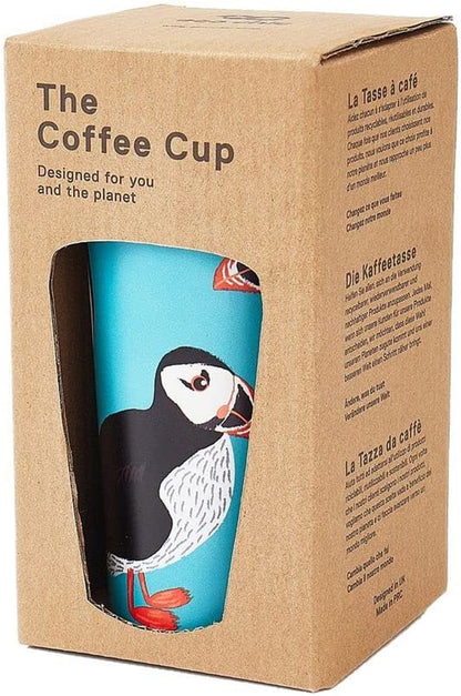 Eco Chic Reusable Thermal Coffee Cup | Stainless Steel Insulated Travel Mug with Leakproof Lid | Eco-Friendly and Reusable for Hot & Cold Drinks (Teal Puffin, 380ml/13oz)
