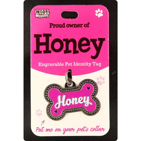 DESIRABLE GIFTS HONEY PERSONALISED WAGS & WHISKERS DOG PET TAG NAMES CAN NOT BE CHANGED
