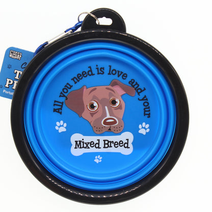 MIXED BREAD COLLAPSIBLE TRAVEL DOG BOWL GIFT