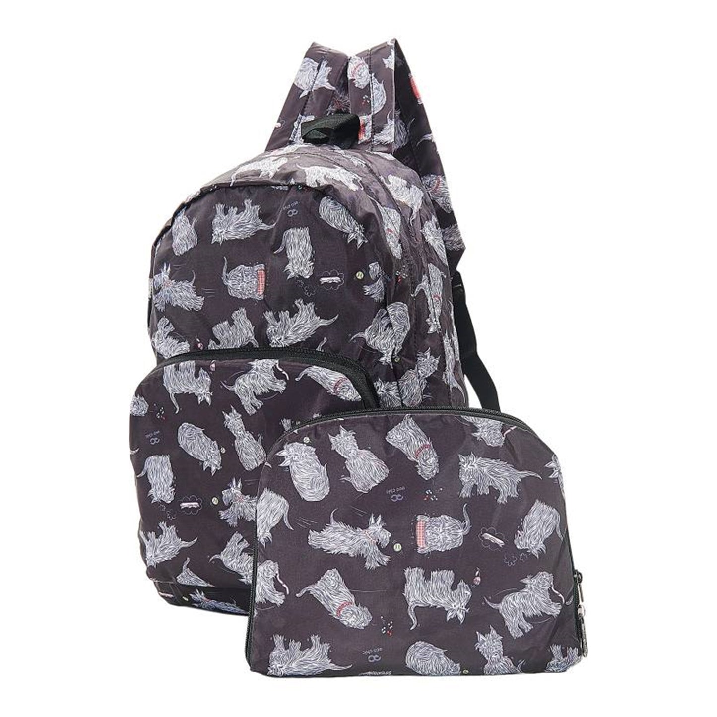 Eco Chic Lightweight Foldable Backpack (Scatty Scotty Black)