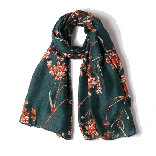 Stella Teal/Star Flower Print Scarf Made From Recycled Bottles