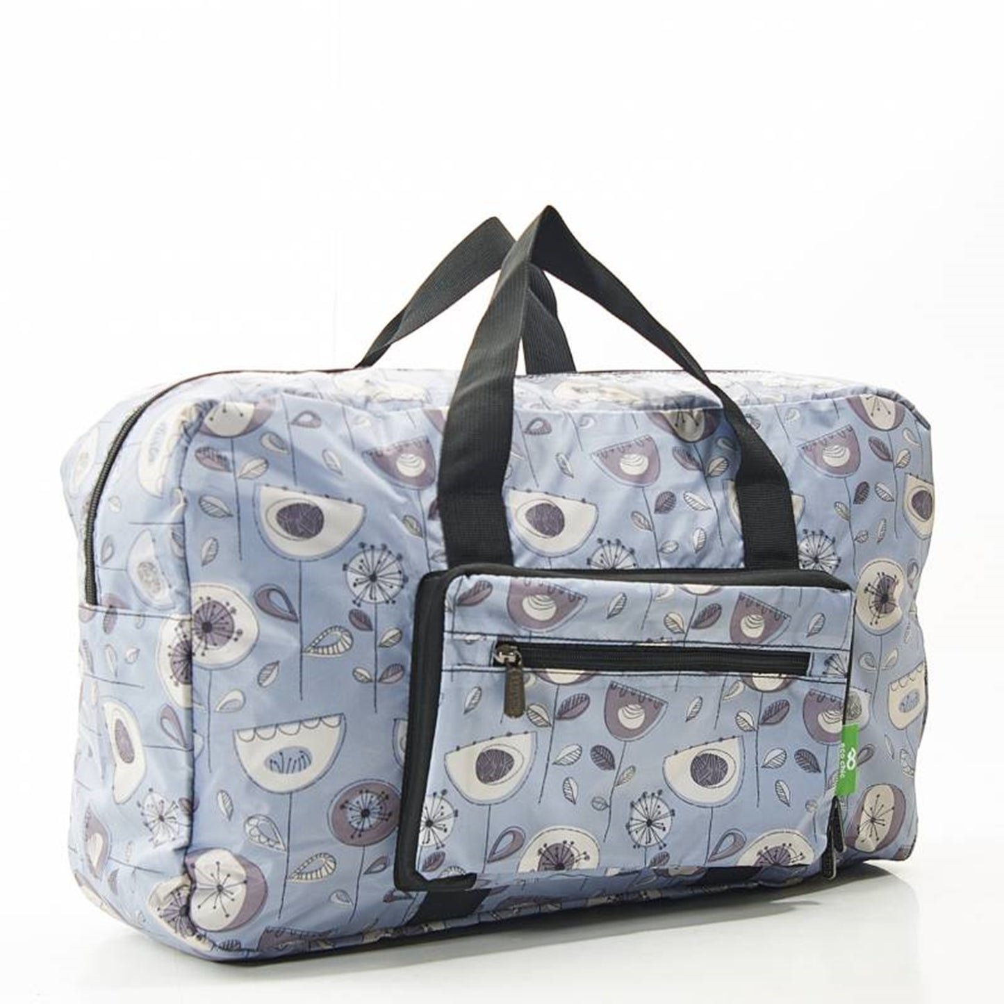 Eco Chic Lightweight Foldable Holdall 1950s Flower (Grey)