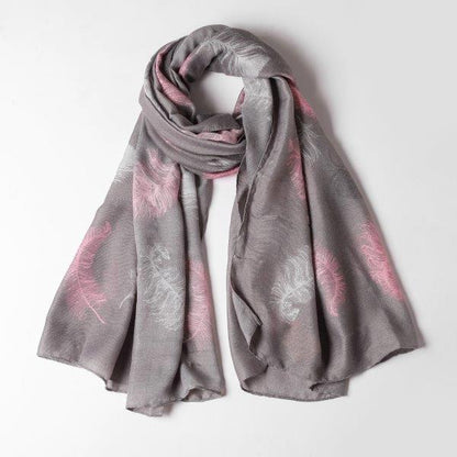 Lou Grey/Feather Print Scarf Made From Recycled Bottles