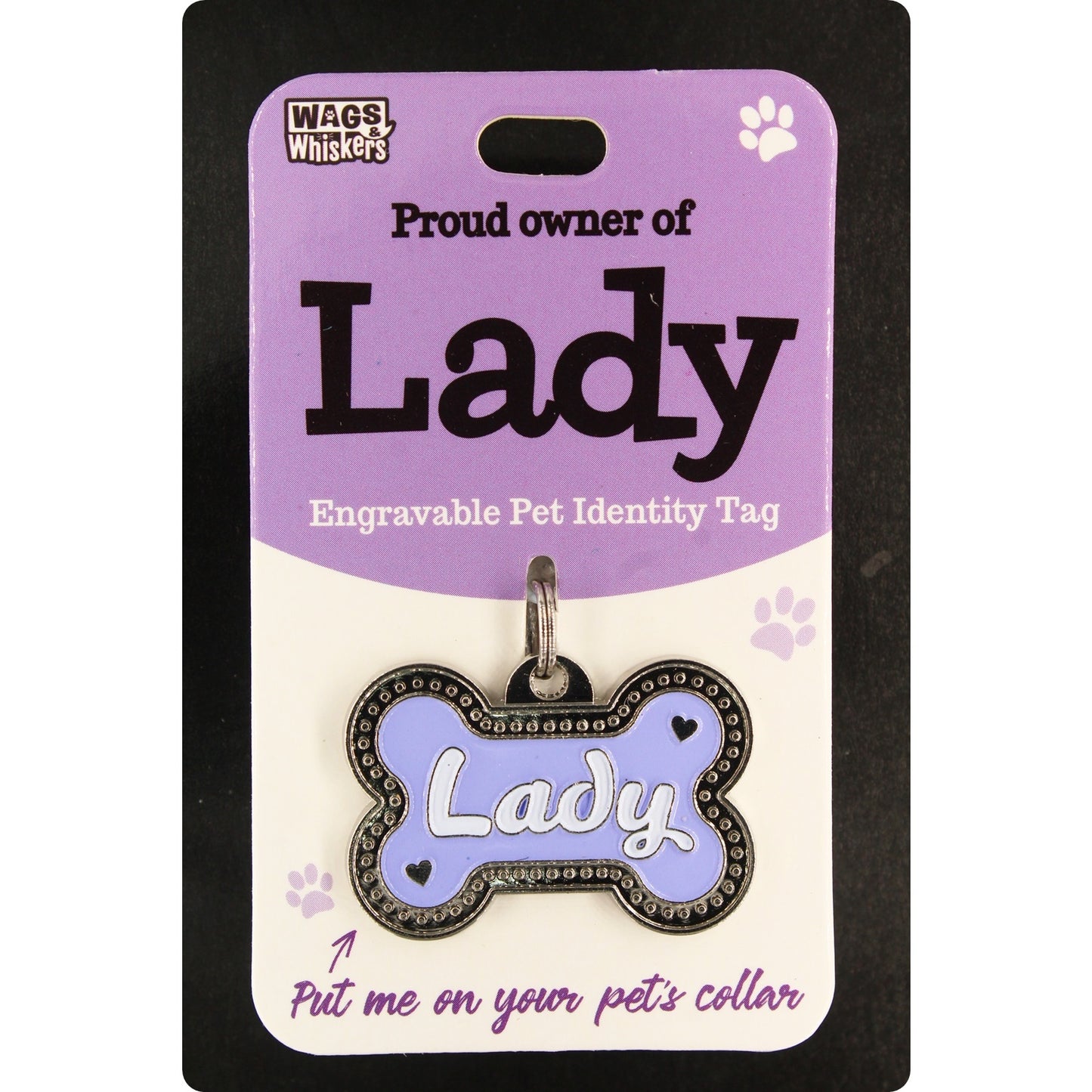 DESIRABLE GIFTS LADY PERSONALISED WAGS & WHISKERS DOG PET TAG NAMES CAN NOT BE CHANGED