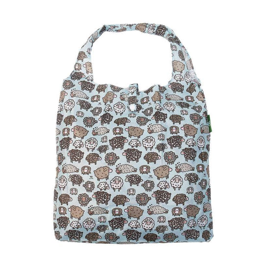 New Eco Chic 100% Recycled Foldable Cute Sheep Print Reusable Shopper Bag [EC-A44BU]