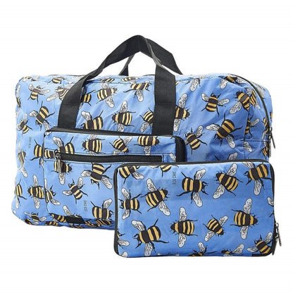 Eco Chic Lightweight Foldable Holdall Bees (Blue)
