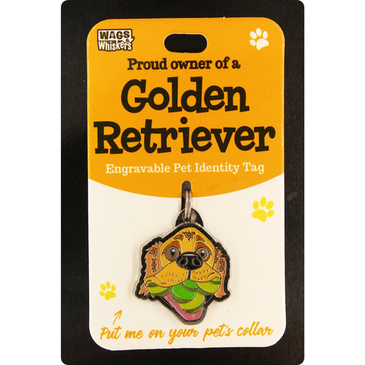 DESIRABLE GIFTS GOLDEN RETRIEVER WAGS & WHISKERS DOG PET TAG I CAN NOT ENGRAVE THIS ITEM