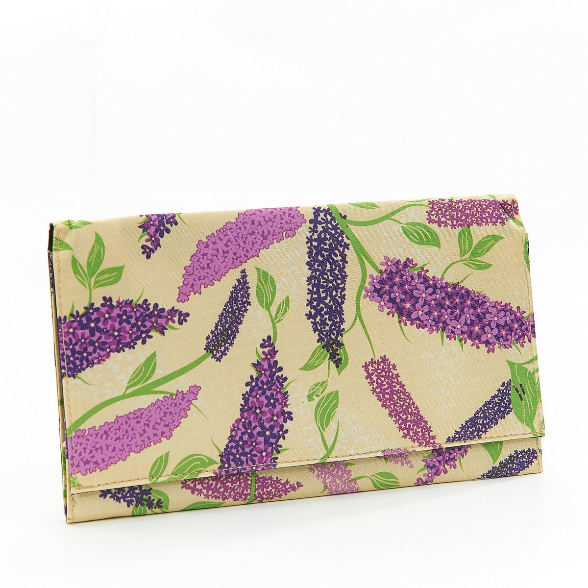 Travel Document Wallet by Eco Chic Waterproof & Durable Fabric Buddleia Design - Beige