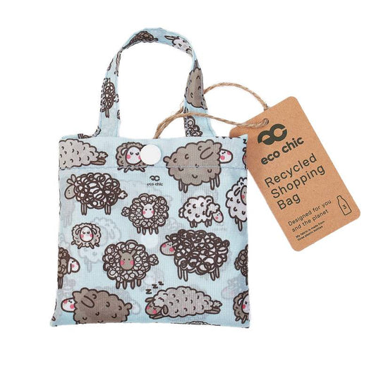 New Eco Chic 100% Recycled Foldable Cute Sheep Print Reusable Shopper Bag [EC-A44BU]