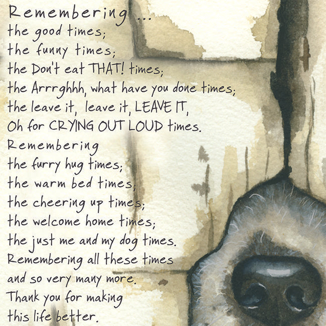Dog Condolence greeting card - Remember Dog