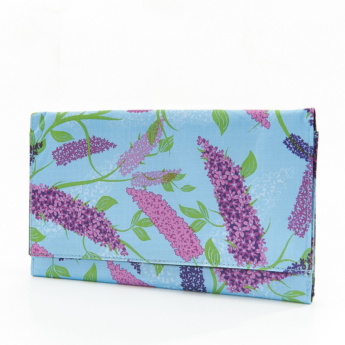 Travel Document Wallet by Eco Chic Waterproof & Durable Fabric Buddleia Design - Blue
