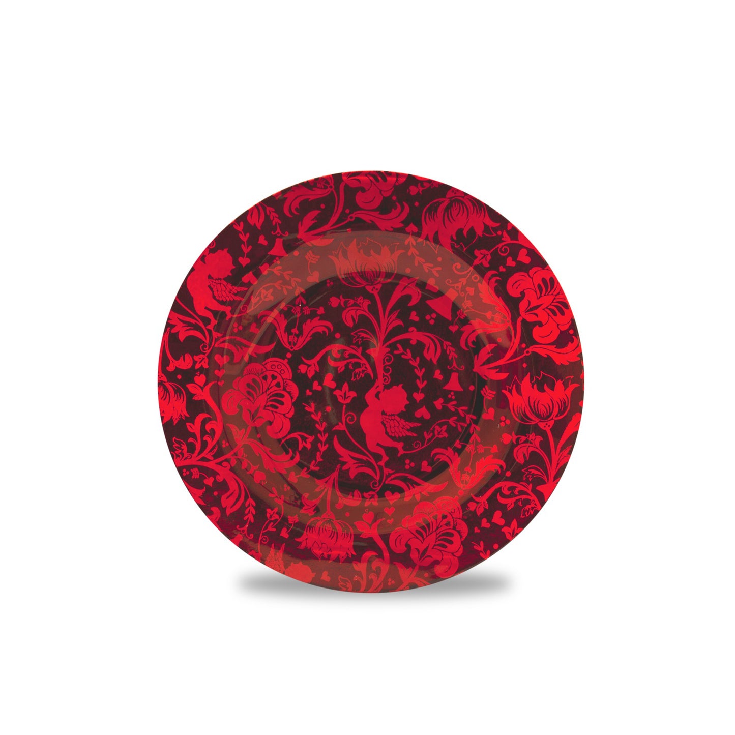 Red Glass Candle Plate from Heart & Home