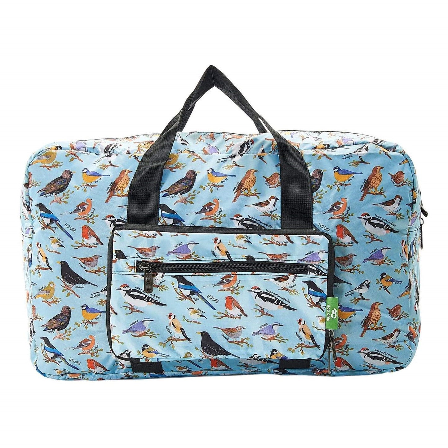 Eco Chic Lightweight Foldable Holdall Wild Birds (Blue)