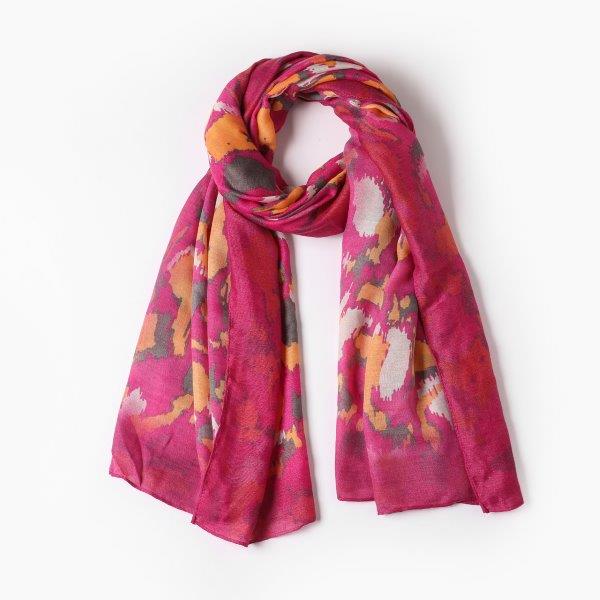 Mira Fuschia/Ikat Marble Print Scarf Made From Recycled Bottles