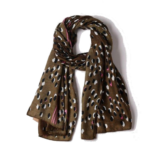 Erica Olive/Shadow Spotty Print Scarf Made From Recycled Bottles
