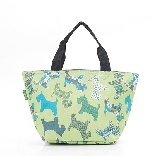 Eco-Chic Lime Green New Floral Scotty Dog Print Cool Bag