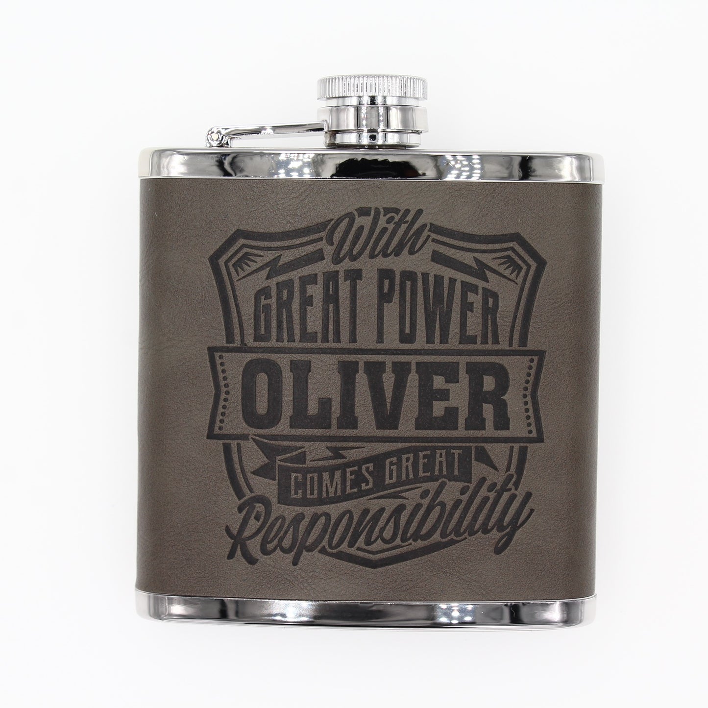 Top Bloke Mens Gift Hip Flask for Him -  Treat for "Oliver"
