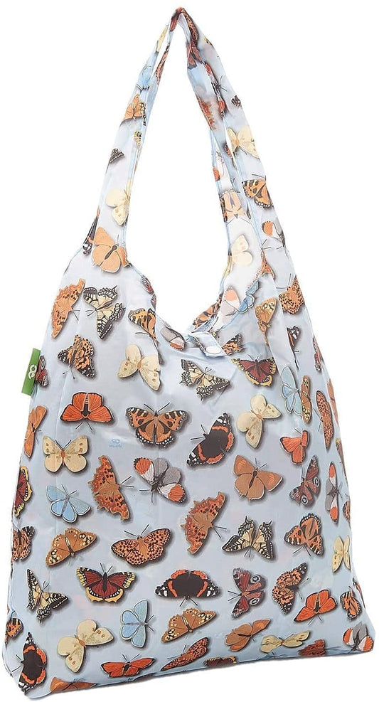 Eco Chic Lightweight Foldable Reusable Shopping Bag (Wild Butterflies Blue)