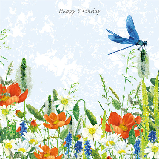 Damselfly Greeting Card-Meadow-Little Dog Laughed